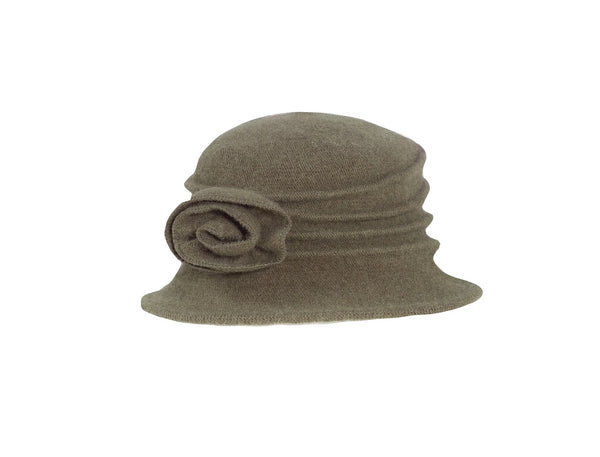  Wool Rose Cloche from Toucan Hats Olive