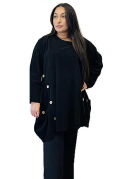 Transparente's Corduroy Button Tunic in Black