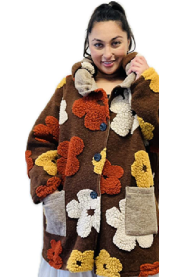 Transparente's Wool Coat Flower Print