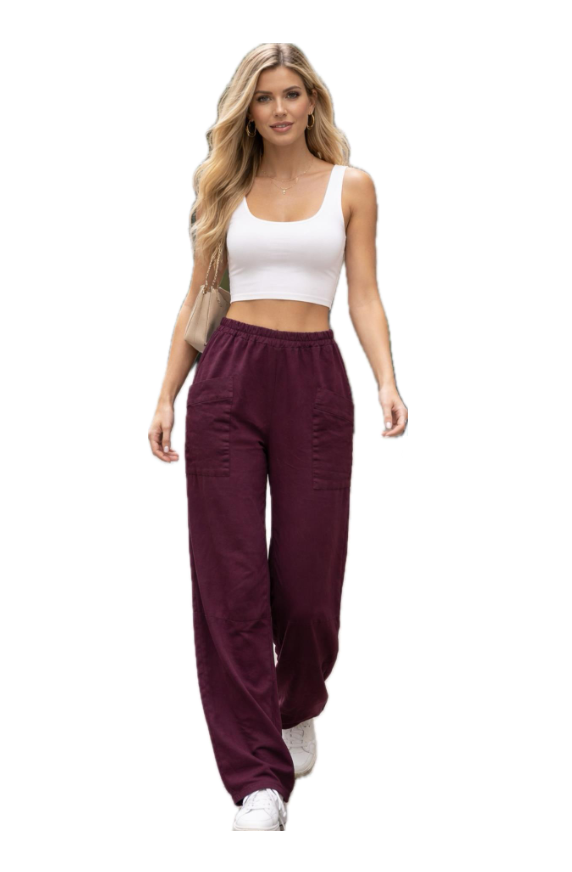Transparente's Hem Slit Pants in Bordeaux