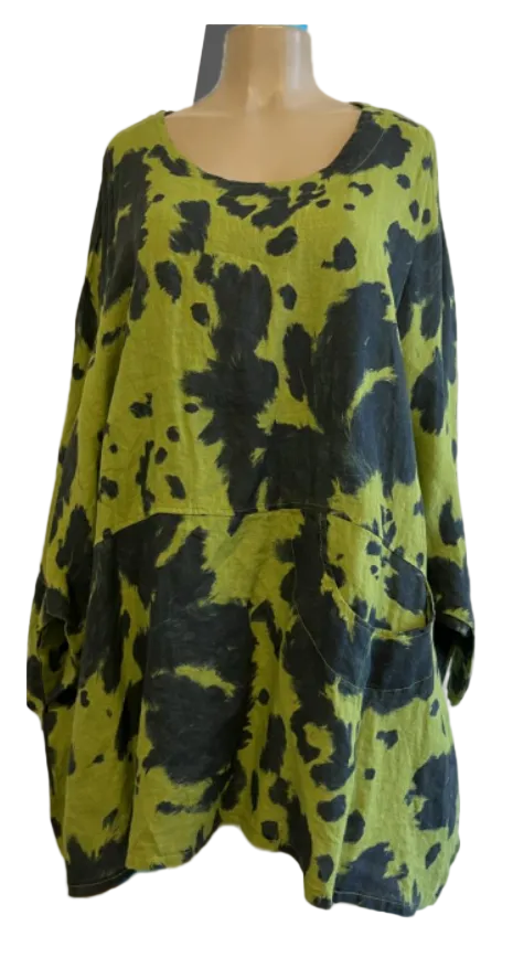 Transparente's Mumu Tie Dye Top in Kiwi