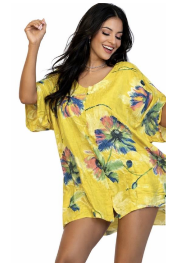 Transparente's Flower Top in Yellow