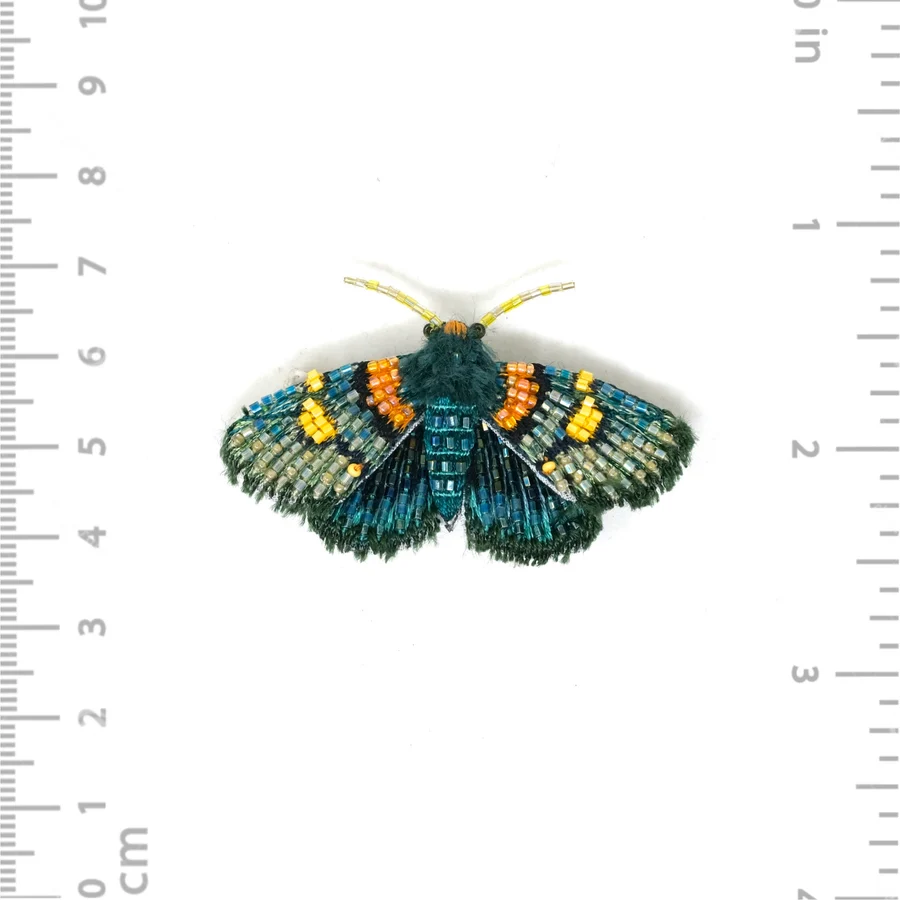 Hand Embroidered Africa Peach Moth Brooch