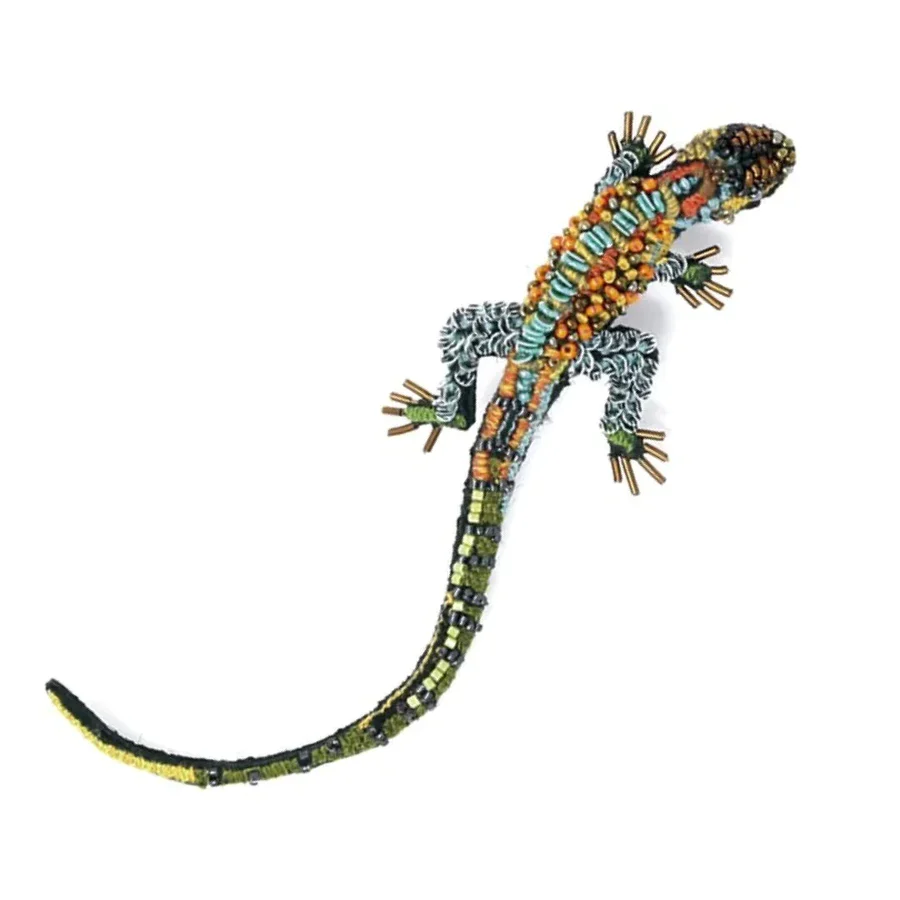 Trovelore Hand Embroidered Caiman Lizard Brooch