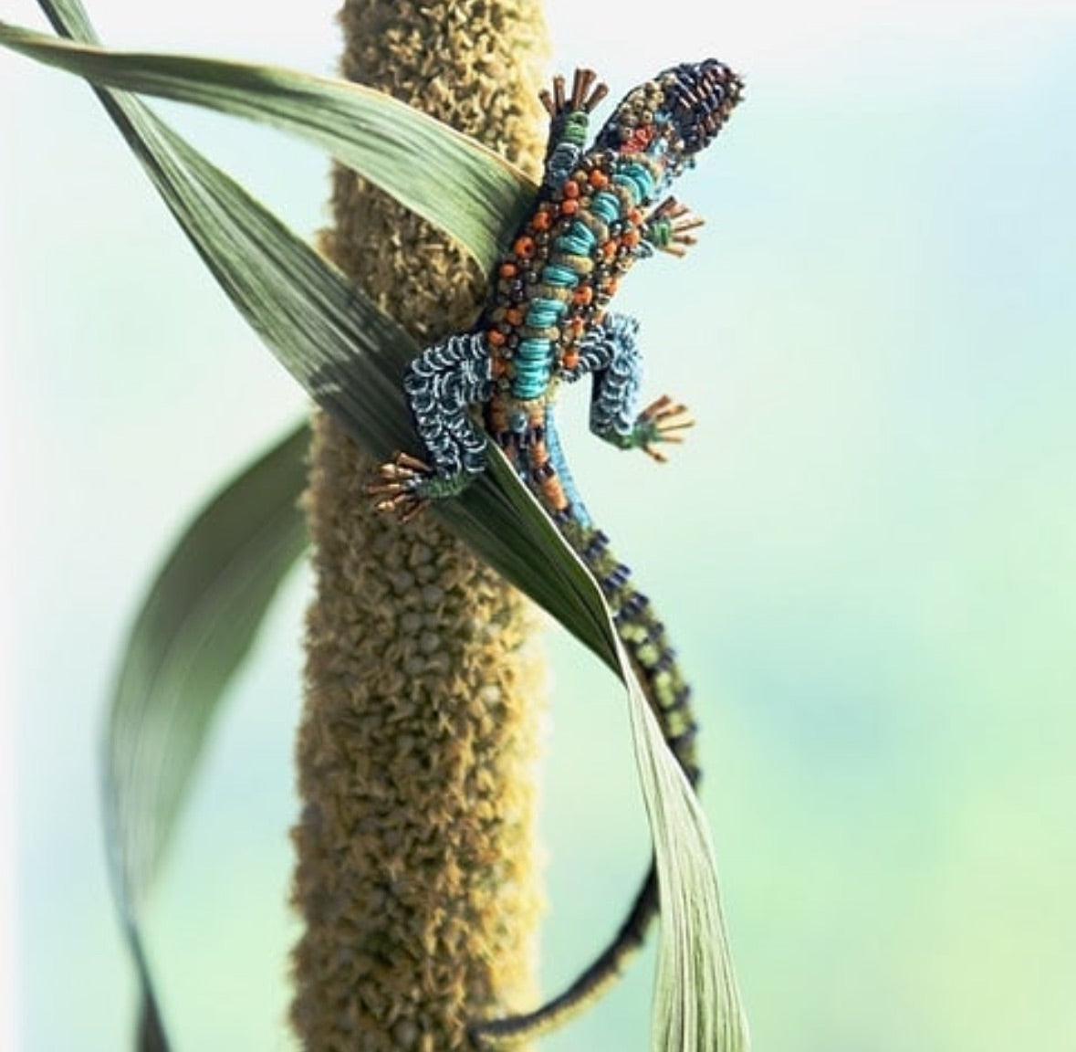 Trovelore Hand Embroidered Caiman Lizard Brooch