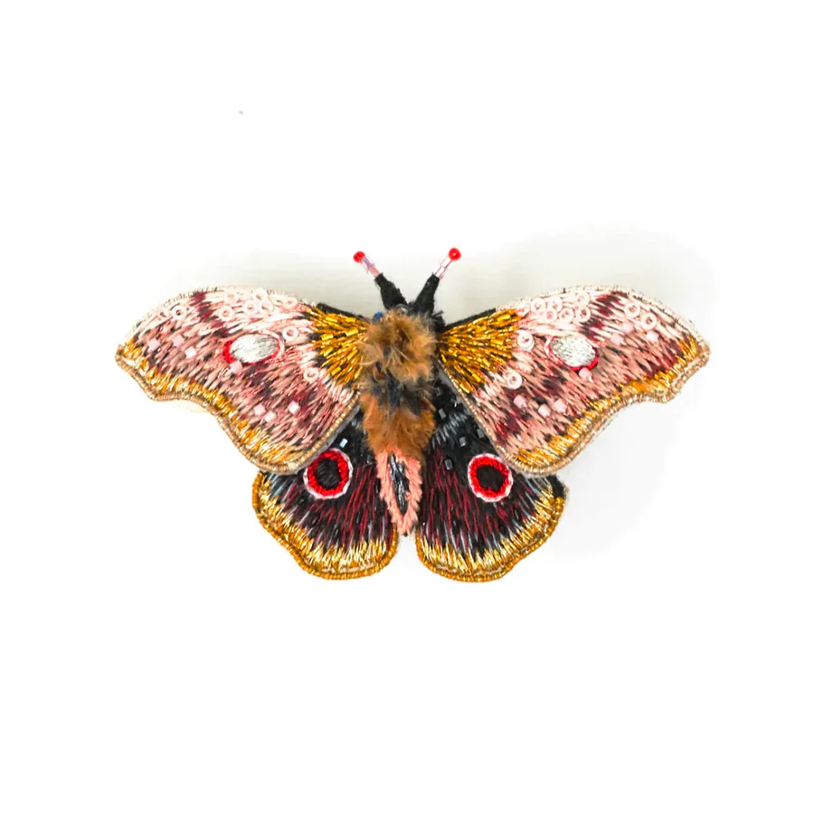 Trovelore Hand Embroidered Emperor Mopane Moth Brooch