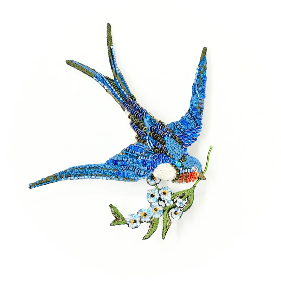 Trovelore Hand Embroidered Peace Swallow Big Brooch