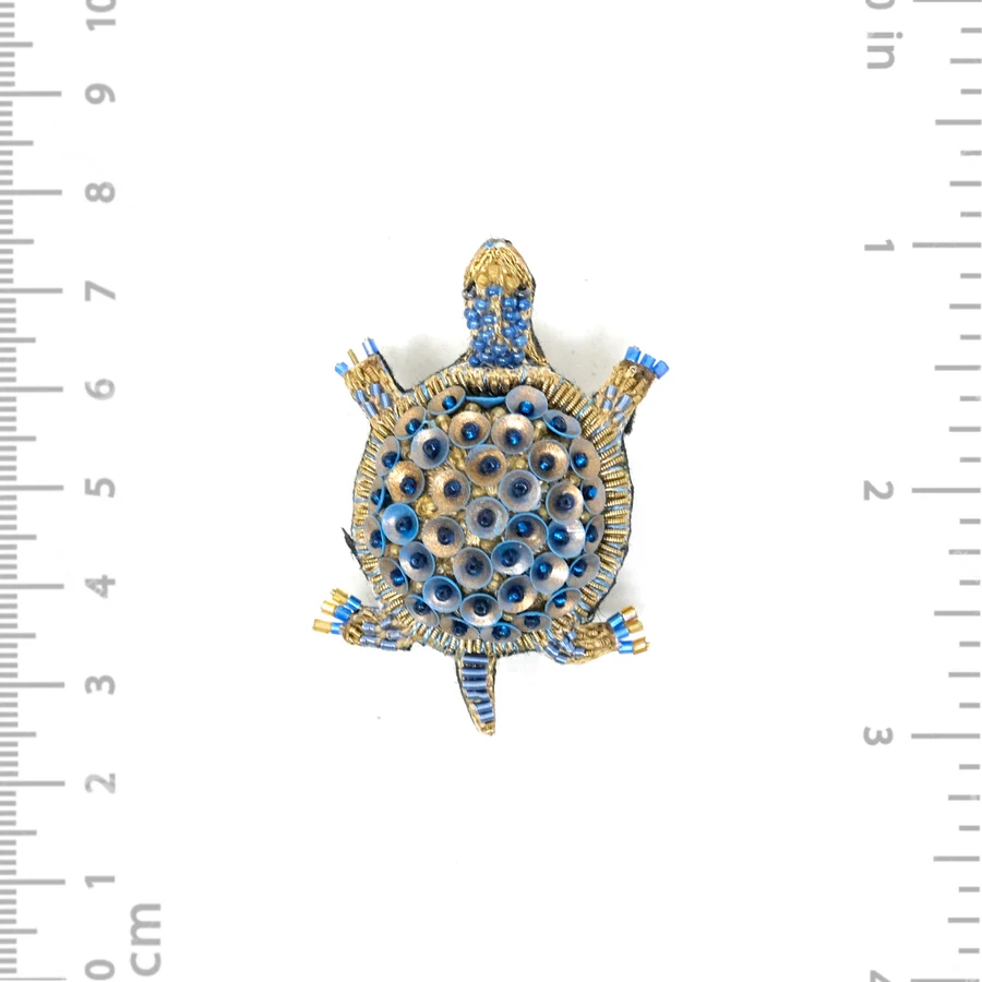 Hand Embroidered Pond Turtle Brooch