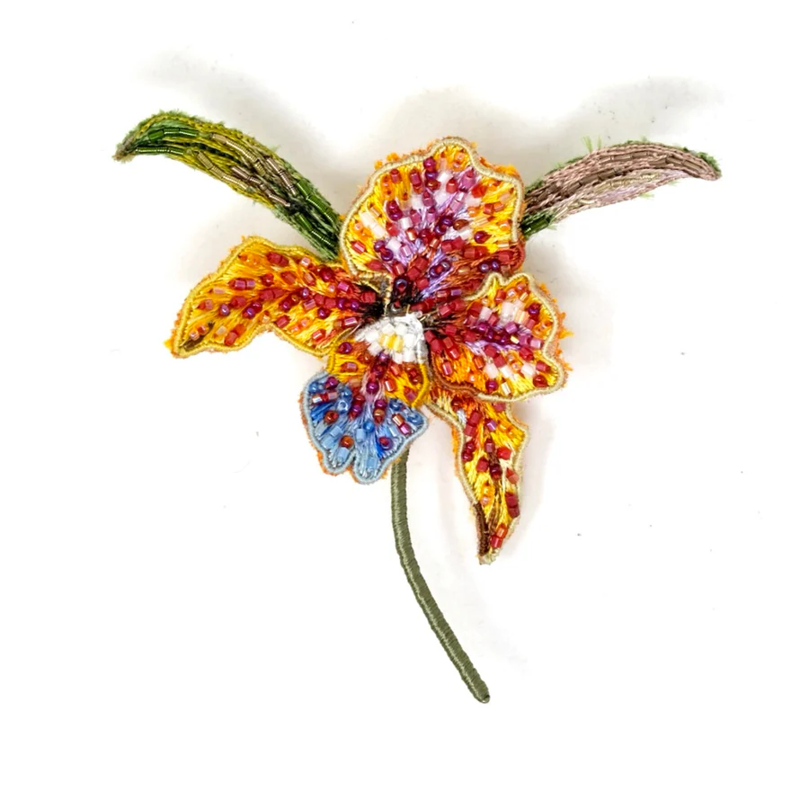 Trovelore Hand Embroidered Queen of Orchids Brooch