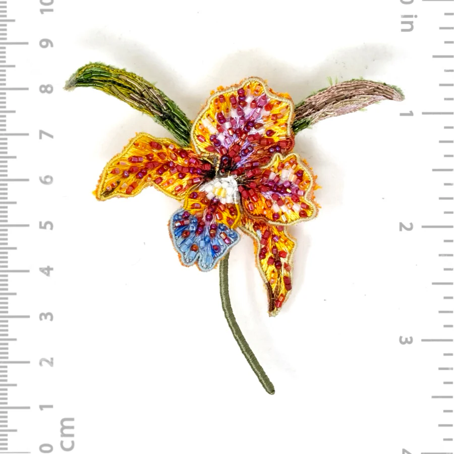 Trovelore Hand Embroidered Queen of Orchids Brooch