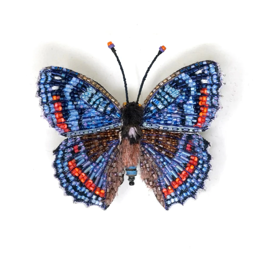 Trovelore Hand Embroidered Red-Spotted Admiral Butterfly Brooch