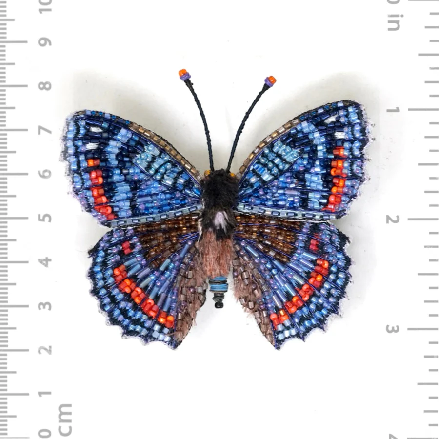 Trovelore Hand Embroidered Red-Spotted Admiral Butterfly Brooch