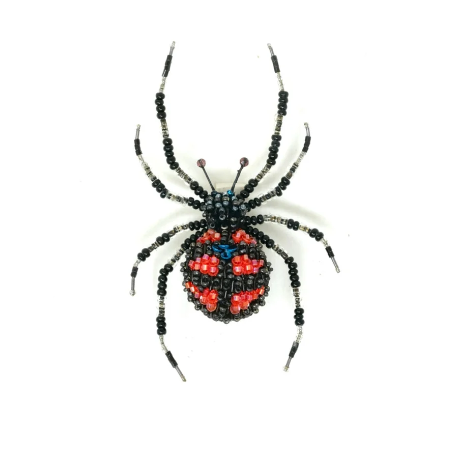 Hand Embroidered Redback Spider Brooch