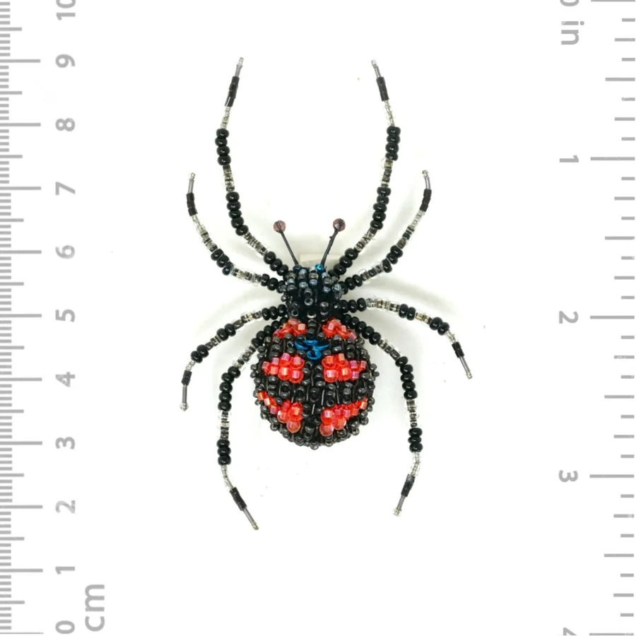 Hand Embroidered Redback Spider Brooch