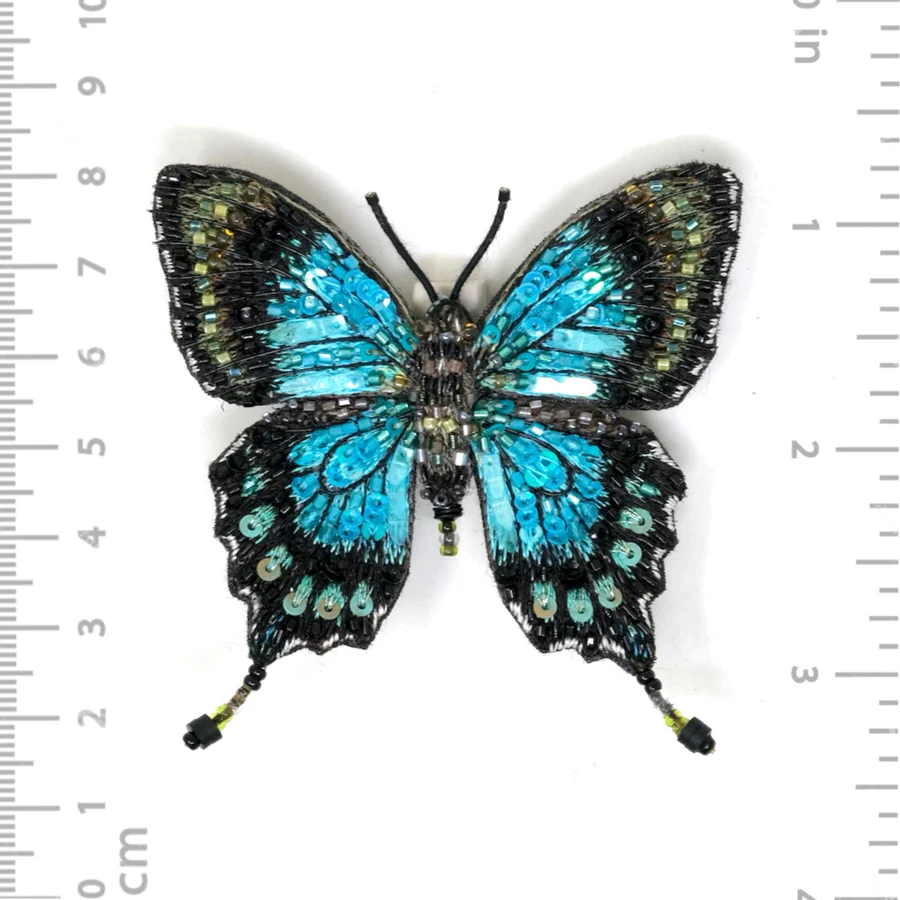 Trovelore Hand Embroidered Sea Green Swallowtail Brooch