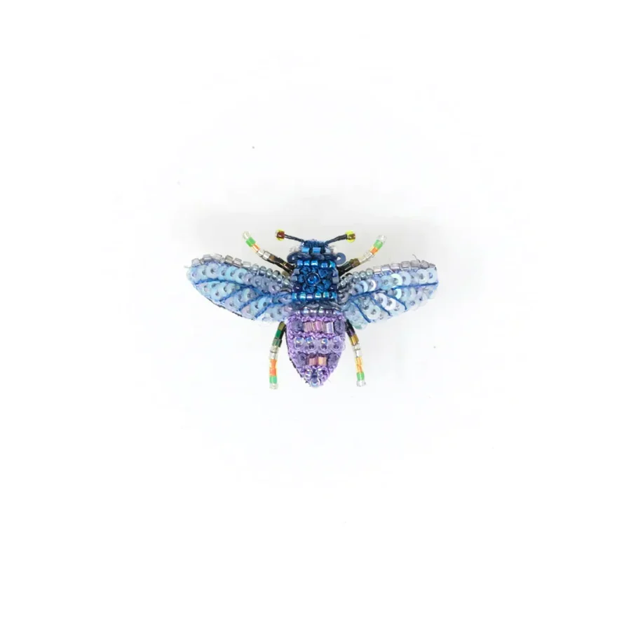 Hand Embroidered Violet Carpenter Bee Brooch