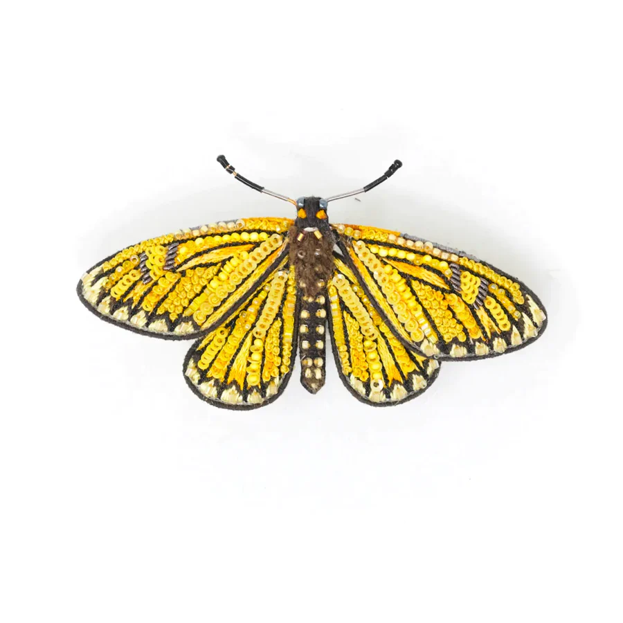 Trovelore Hand Embroidered Yellow Coster Butterfly Brooch