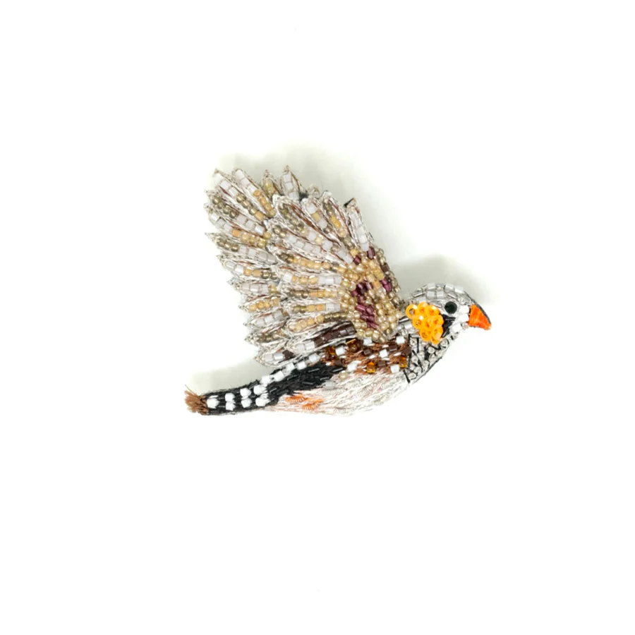 Trovelore Hand Embroidered Zebra Finch Brooch