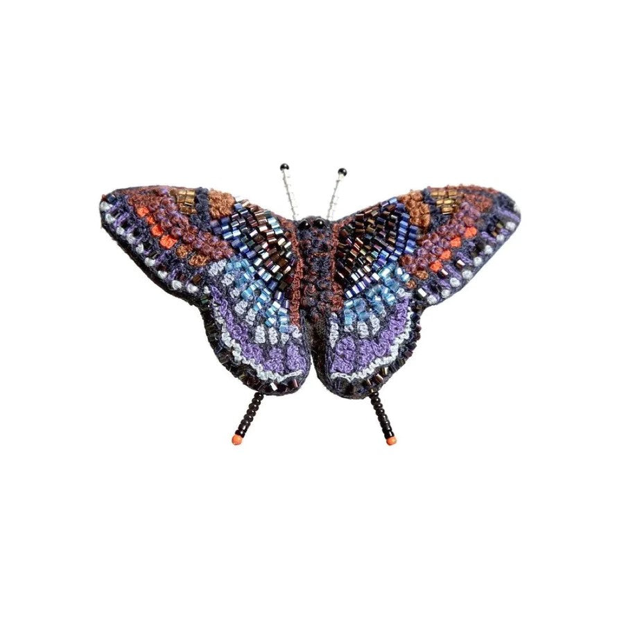 Red Spotted Purple Butterfly Hand Embroidered Brooch