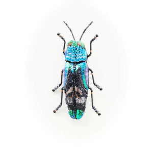Ulkei Beetle Hand Embroidered Brooch
