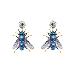 Cuckoo Bee Hand Embroidered Earrings