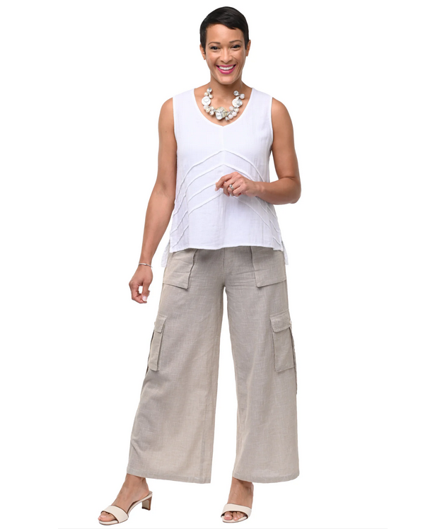 The Calista Cargo Pant from Tulip in Crockery Mini Check