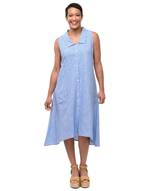  Tulip's Denise Dress in Blue Mini Check 