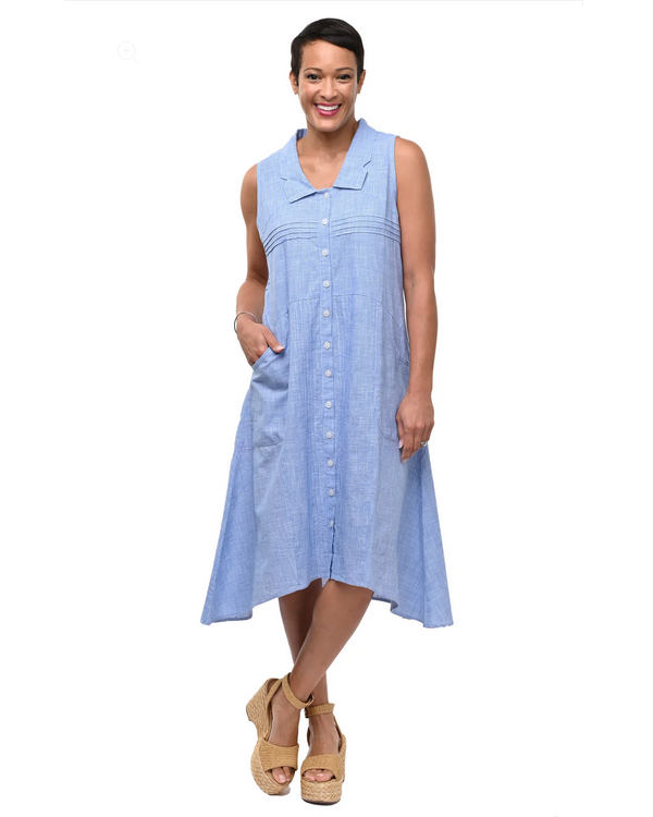  Tulip's Denise Dress in Blue Mini Check 
