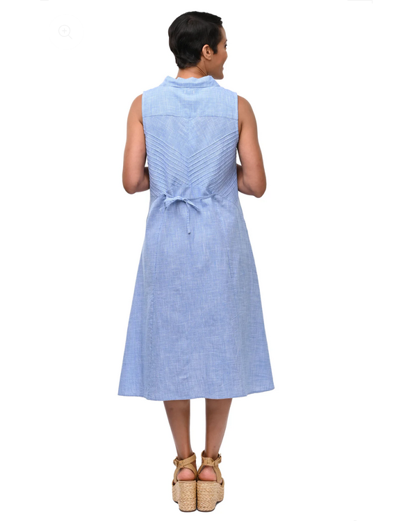  Tulip's Denise Dress in Blue Mini Check 