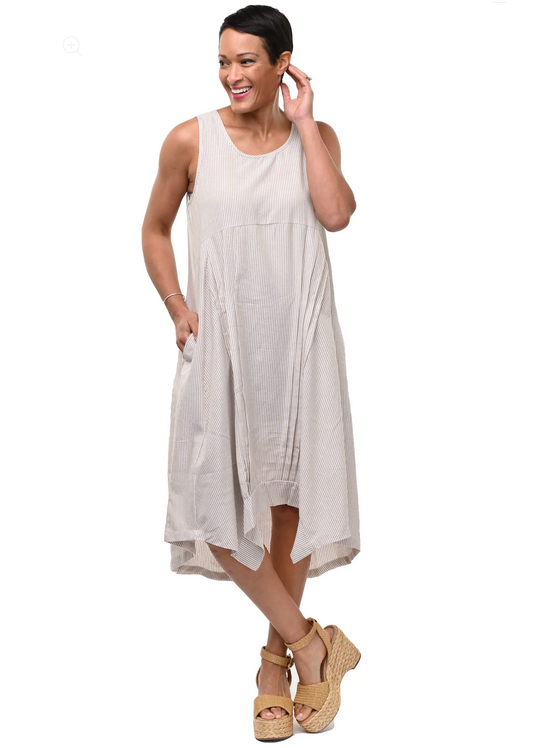 Tulip's Lennon Dress in Linen Stripe