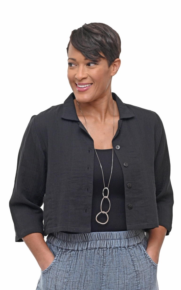 Tulip Parker Jacket Top in Black