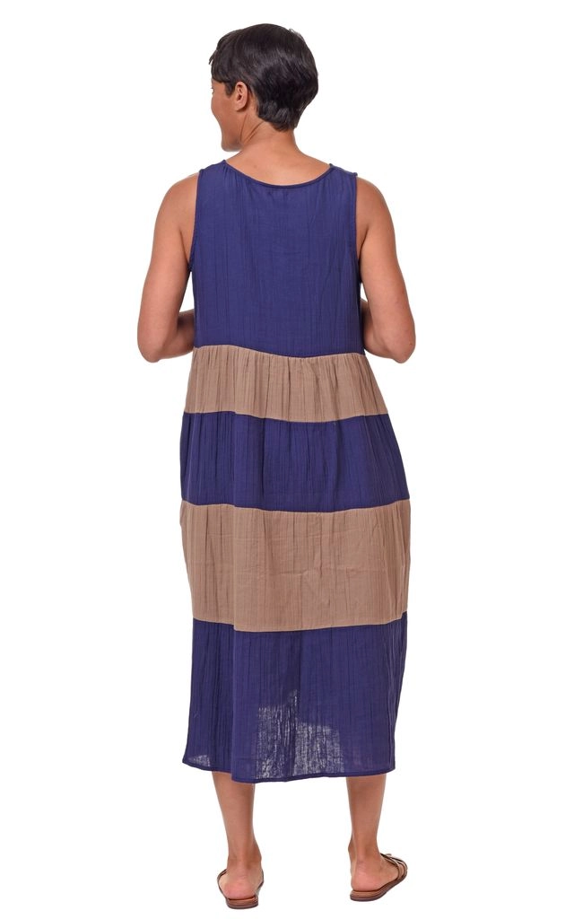 Tulip Clothing Stella Dress in Navy and Sand