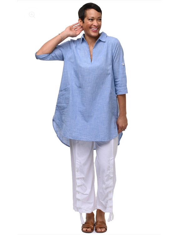 Tulip Clothing York Tunic in Blue Mini Check