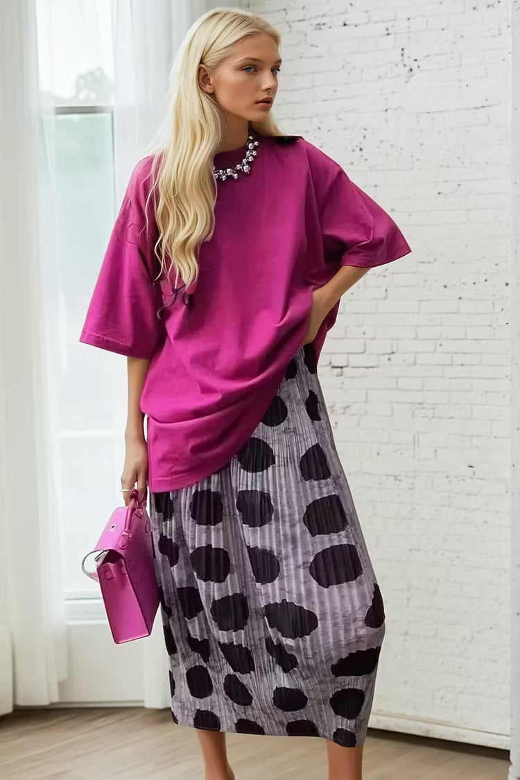 Vanite Couture's Pleated Dot Skirt in Black Grey