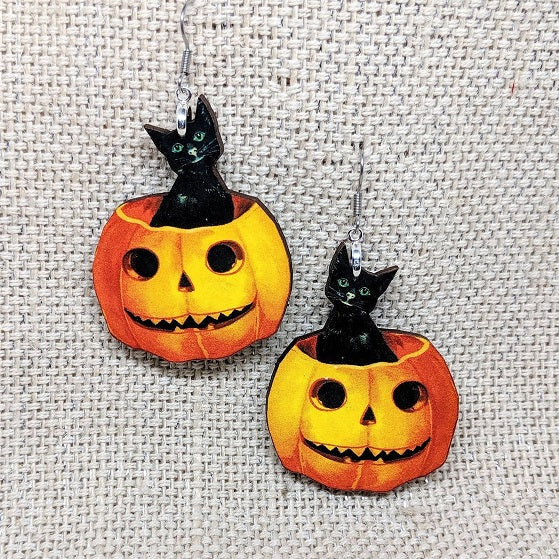 Pumpkin Cat Earrings