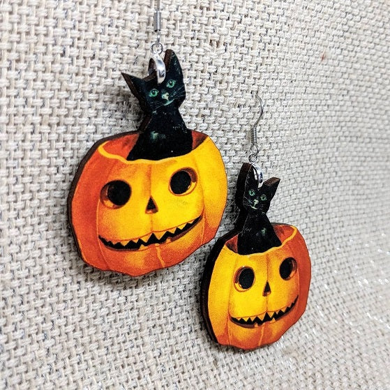 Pumpkin Cat Earrings