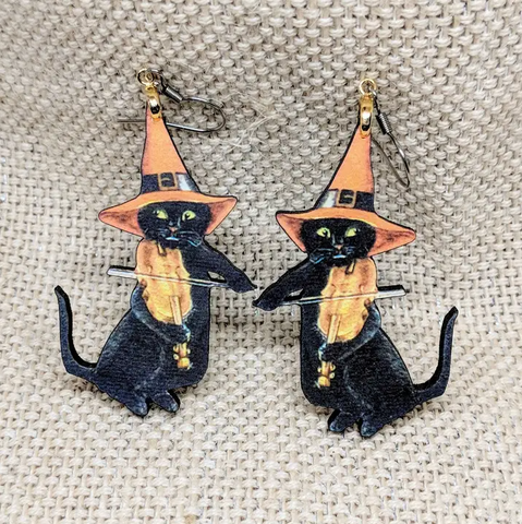 Black Kitty Cat Earrings