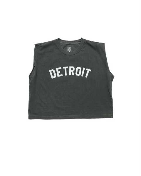 Basic Detroit Crop Women's Muscle T-Shirt in Black