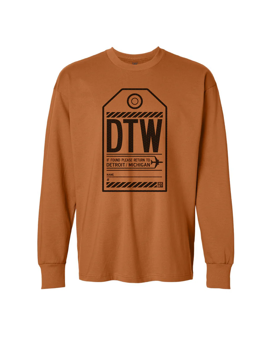 DTW Long Sleeve Crewneck Tee in Clay