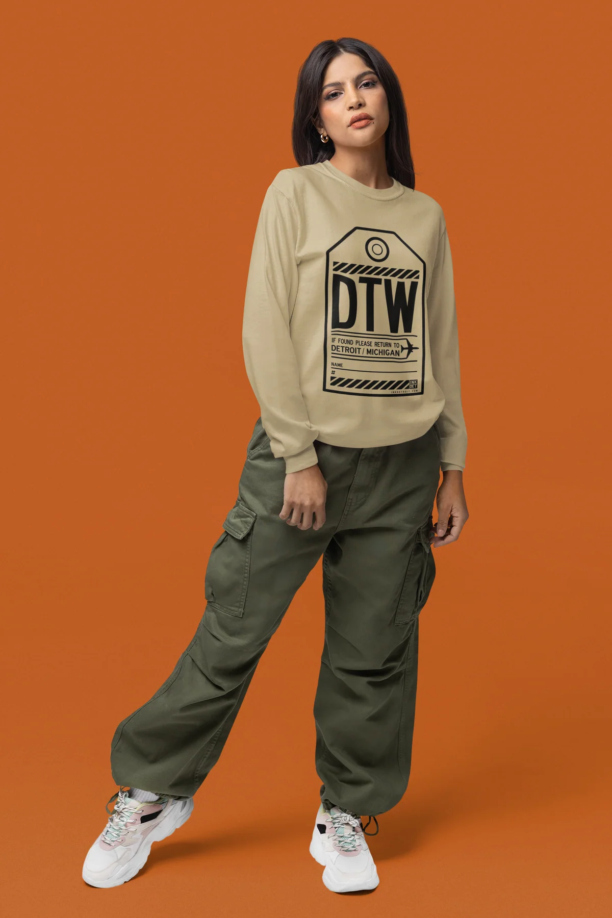 DTW Long Sleeve Crewneck Tee in Clay