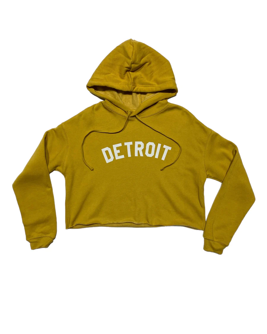 Ink Detroit Cropped Detroit Hoodie in Mustard