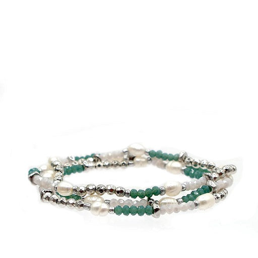 Crystal Beaded Pearl Wrap Bracelet / Assorted Colors