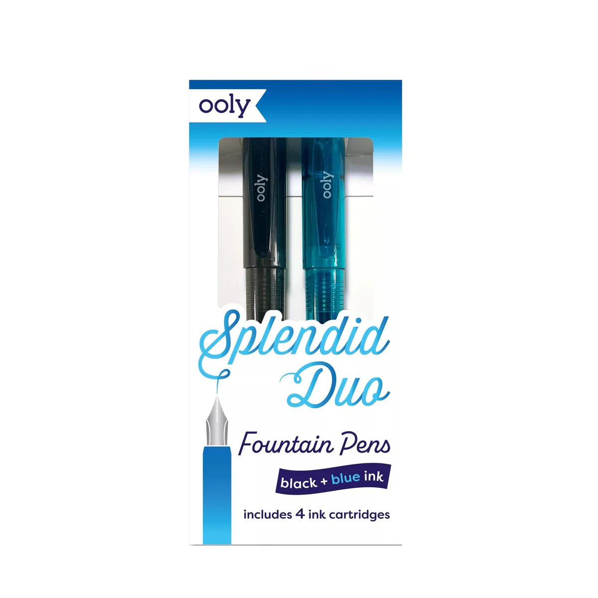 OOLY Splendid Duo Fountain Pens: Black & Blue Ink