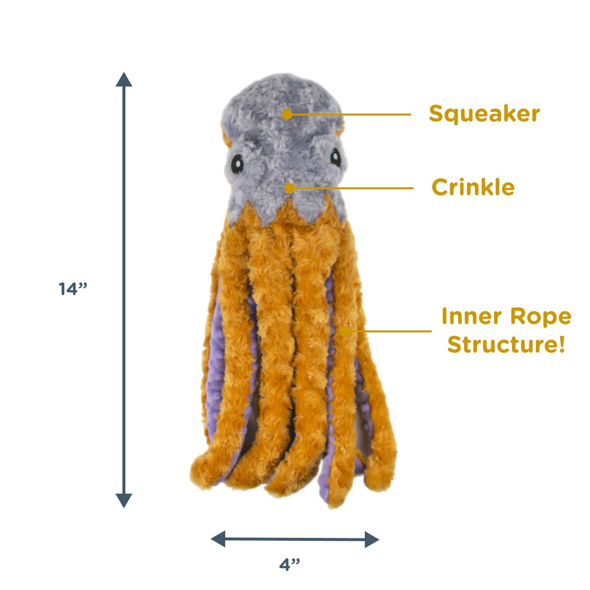 Octopus Squeak and Crinkle Dog Toy