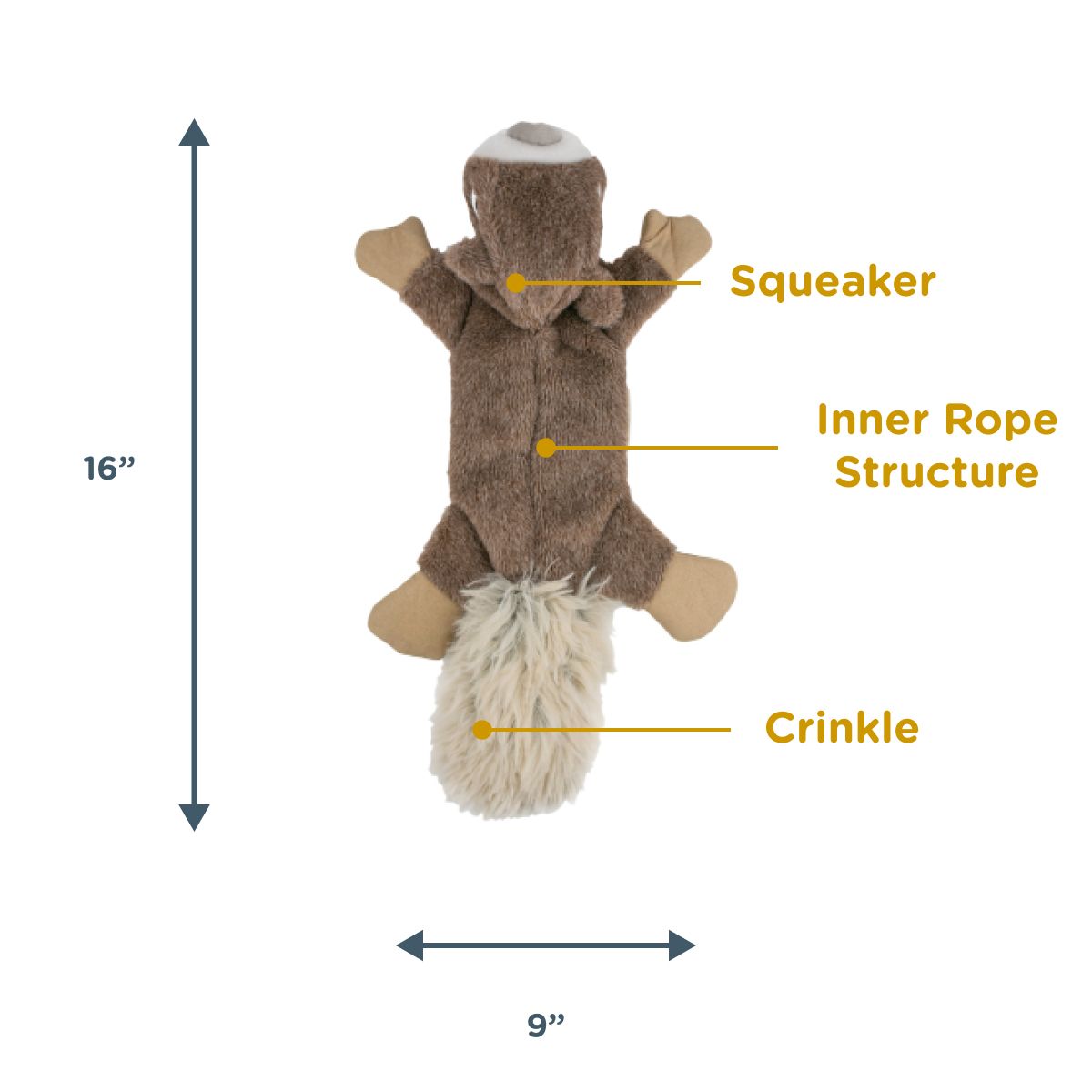 Stuffless Squirrel Squeak Dog Toy