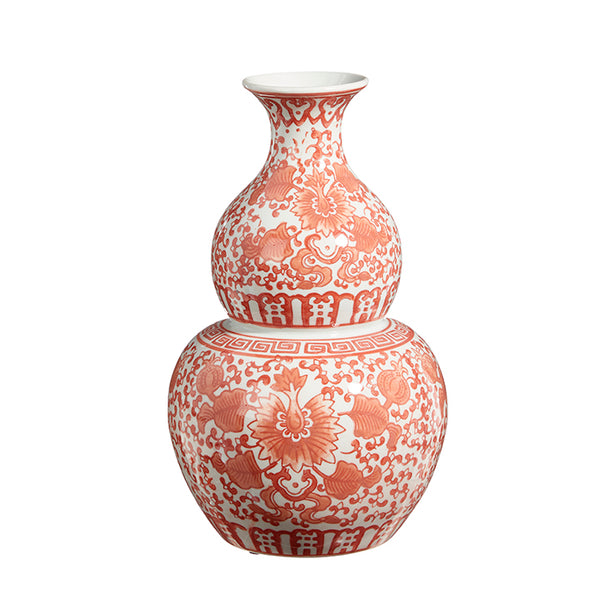 Orange Chinoiserie Vase