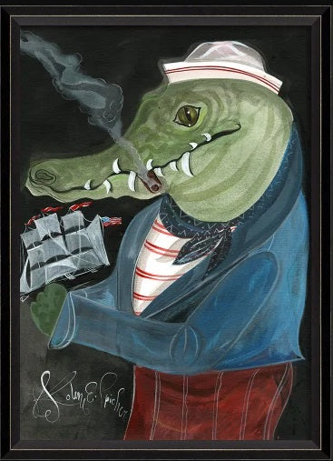 Alligator Sully the Sailor Framed Wall Art / Medium