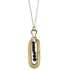 Kona Brass Necklace with Lava Stone