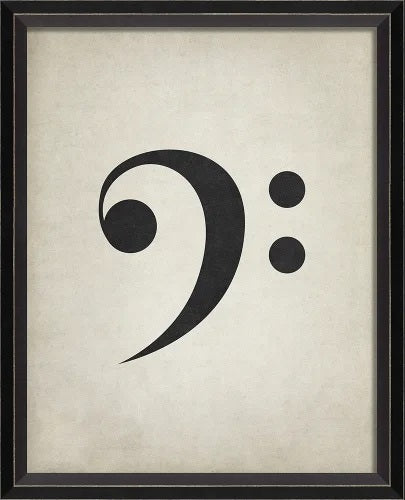 Music Note Bass Clef Framed Wall Art / Small