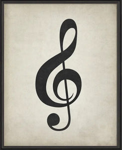 Music Note Treble Clef Framed Wall Art / Large